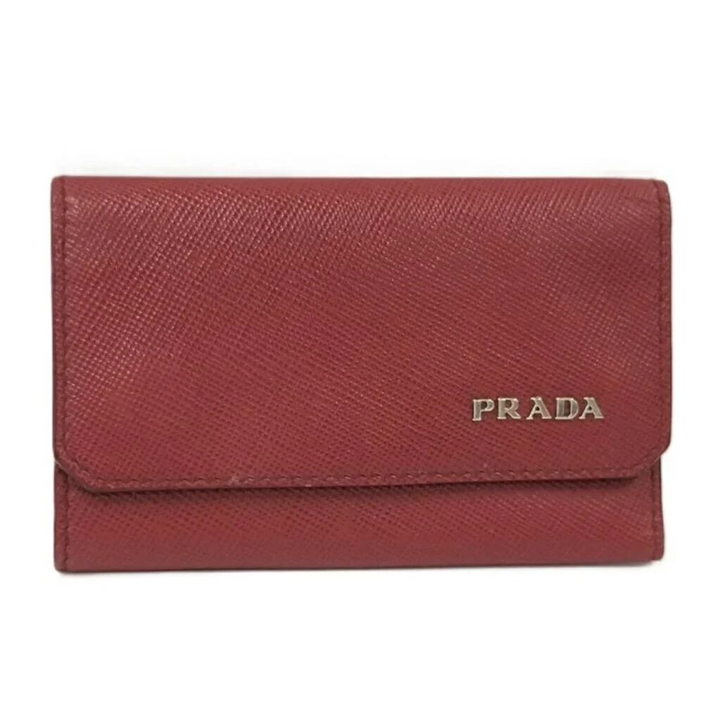 Prada Saffiano 6 Key Case Leather Red